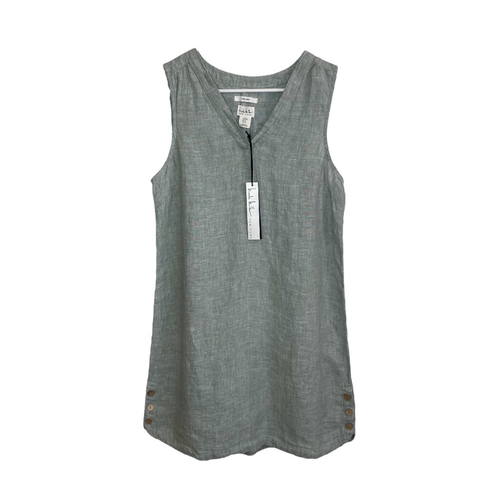 NWT Nicole Miller Dress Linen Light Green Size M
